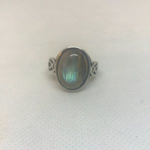 Vintage Labradorite Celtic Sterling Ring 7 1/4-1/2